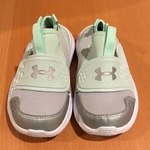 Under Armour Kids' Light Green and Gray Sneakers - worn once!